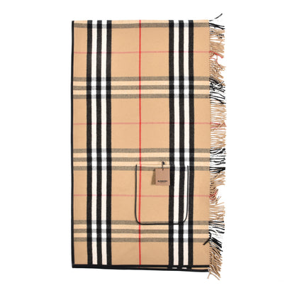 Burberry Cashmere Wool Check Cape Scarf Archive Beige 3 of 7