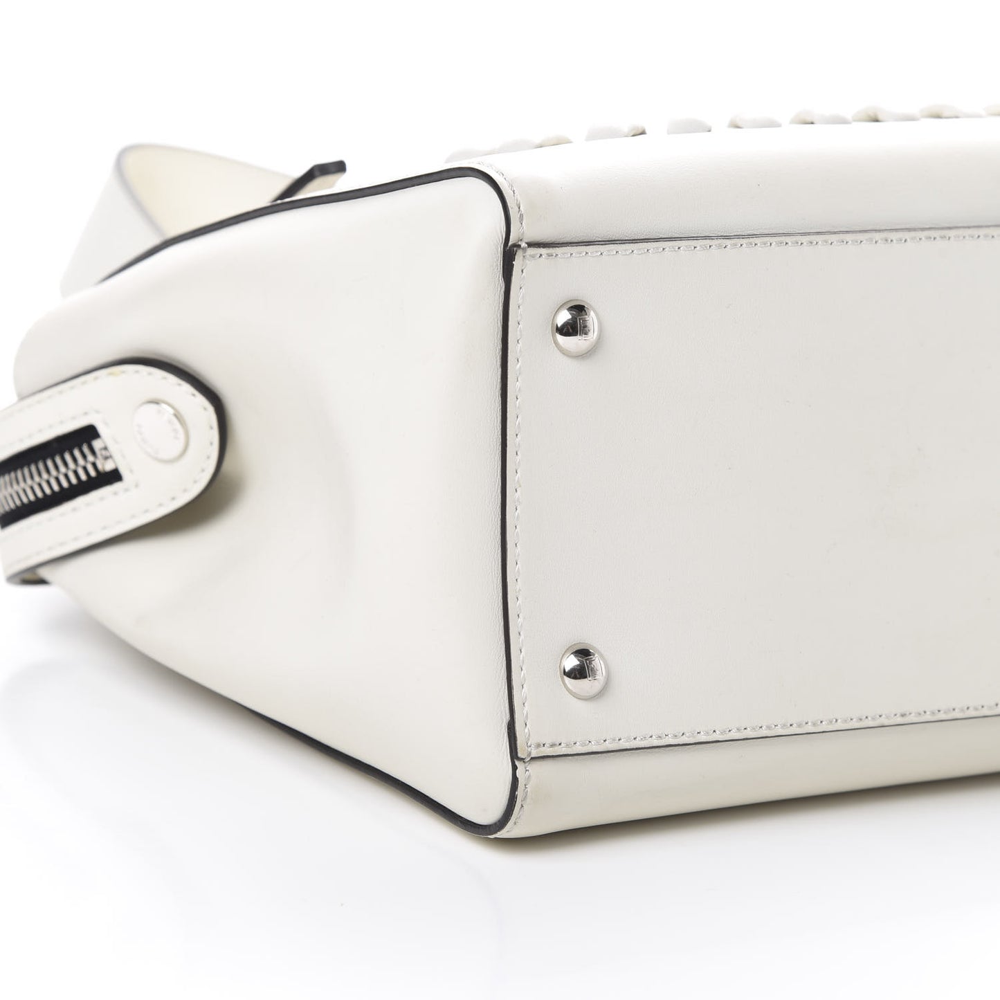 Vitello Baltico Dolce Shiny Nappa Lace Up DotCom Satchel White Parrot