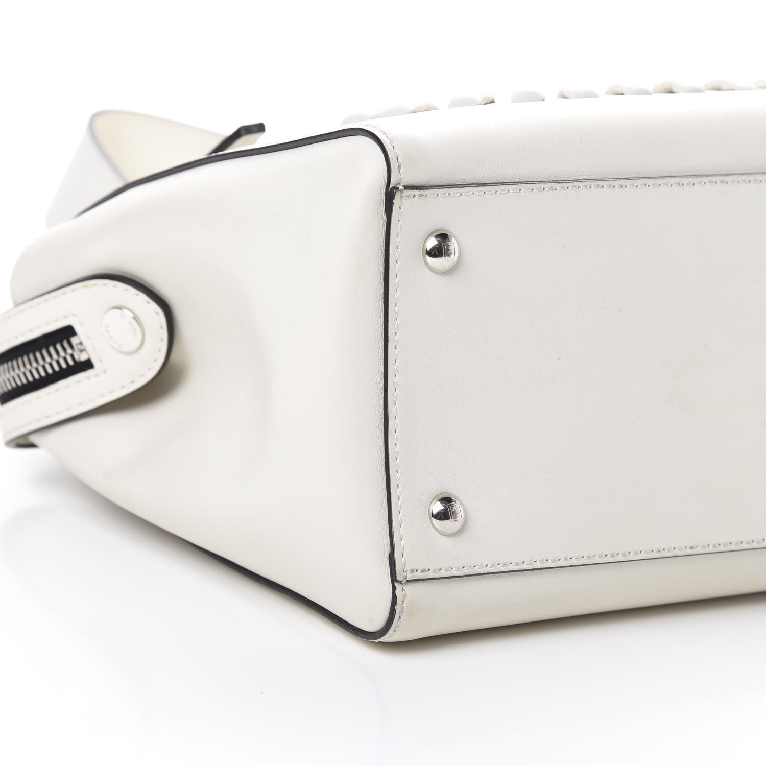 Fendi Vitello Baltico Dolce Shiny Nappa Lace Up DotCom Satchel White Parrot 10 of 16