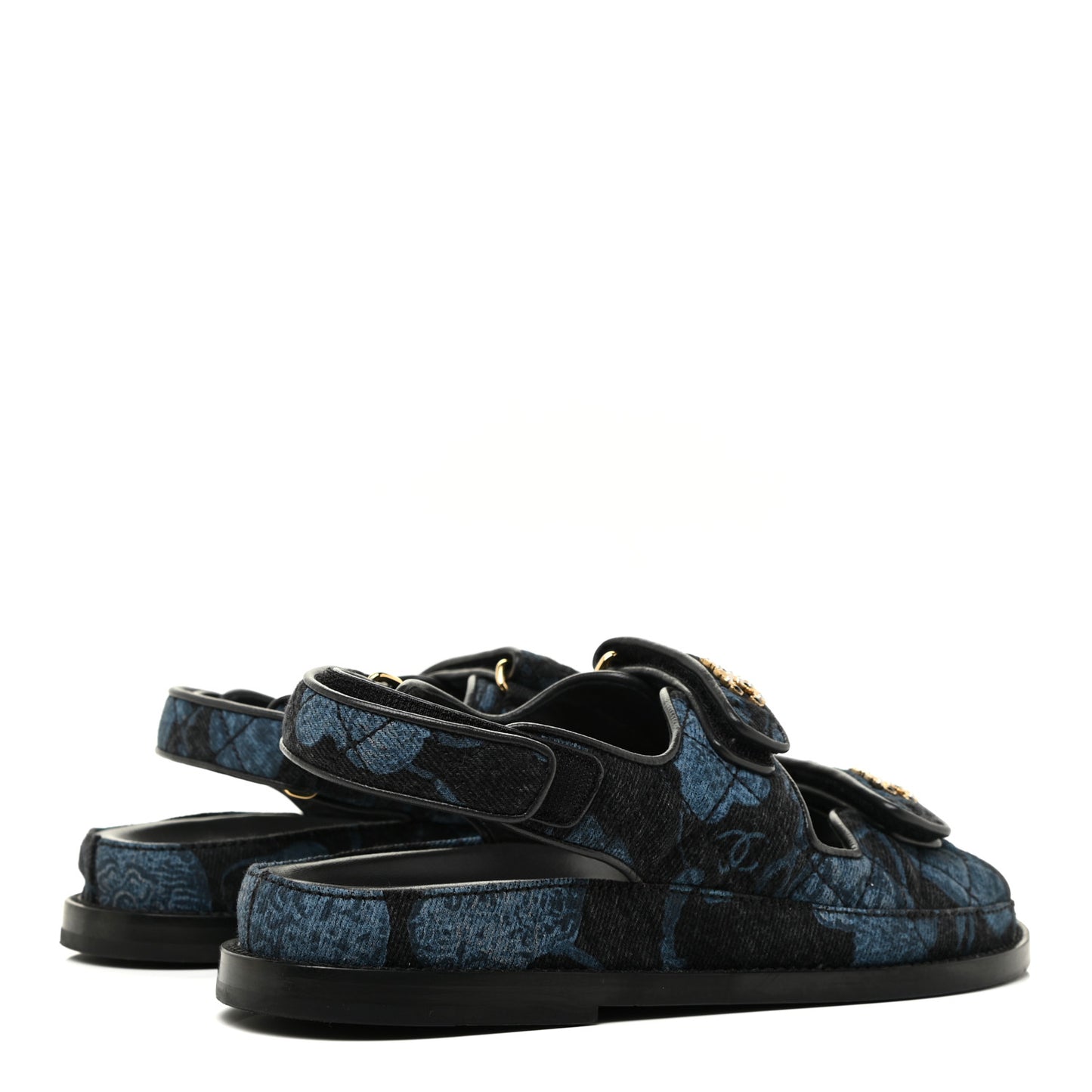 Denim Velcro Dad Sandals 37 Dark Grey Blue Black