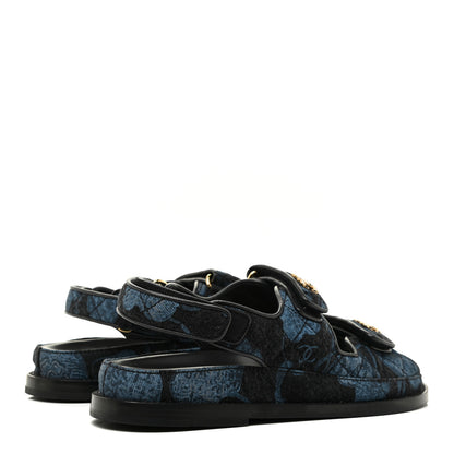 Chanel Denim Velcro Dad Sandals 37 Dark Grey Blue Black 4 of 12
