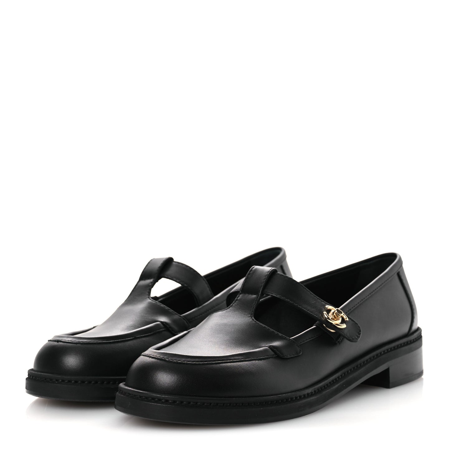 Calfskin CC Turnlock Moccasins 40 Black