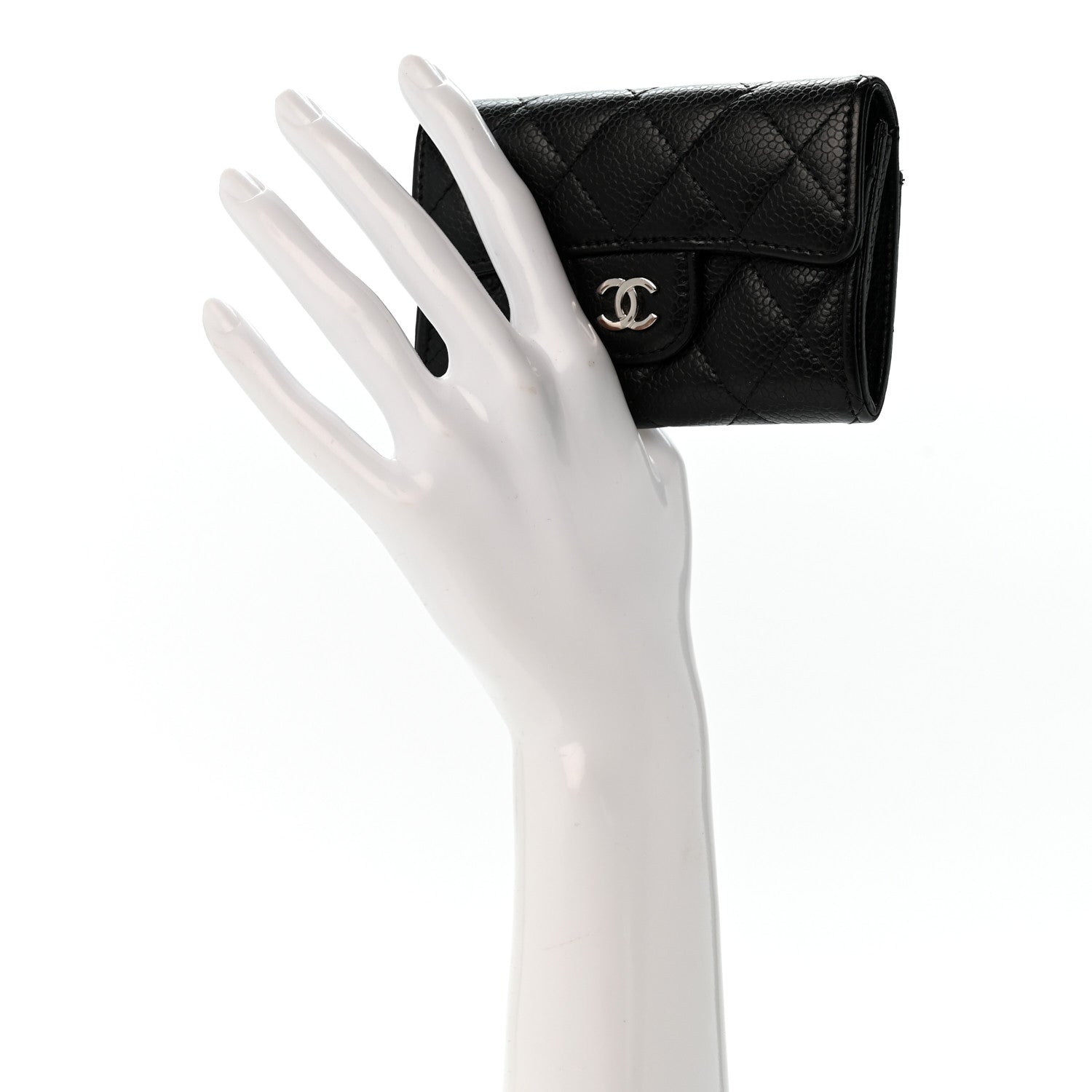 Chanel Caviar Quilted Flap Card Holder Wallet Black 2 of 9