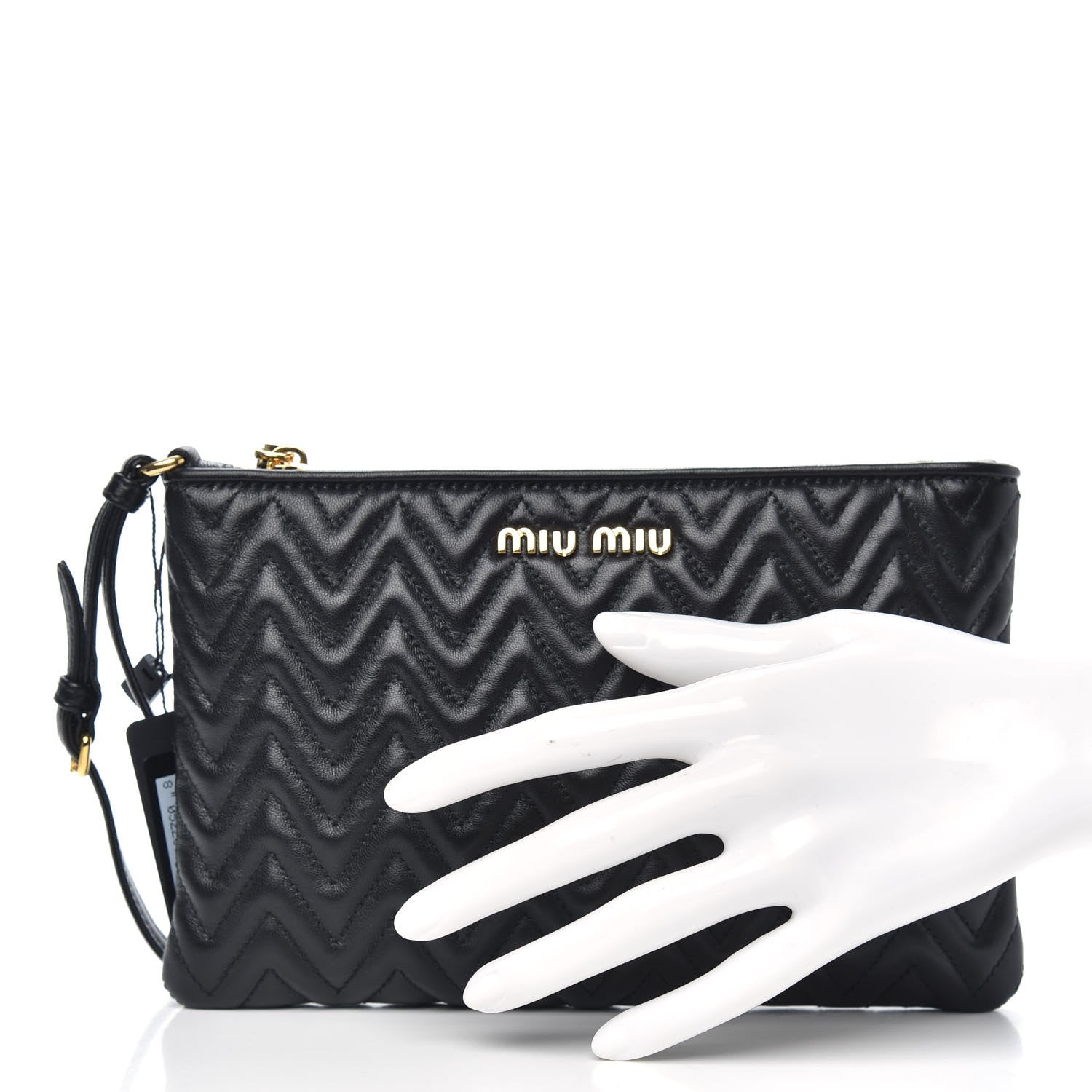 Miu Miu Nappa Impunture Wristlet Black 2 of 6