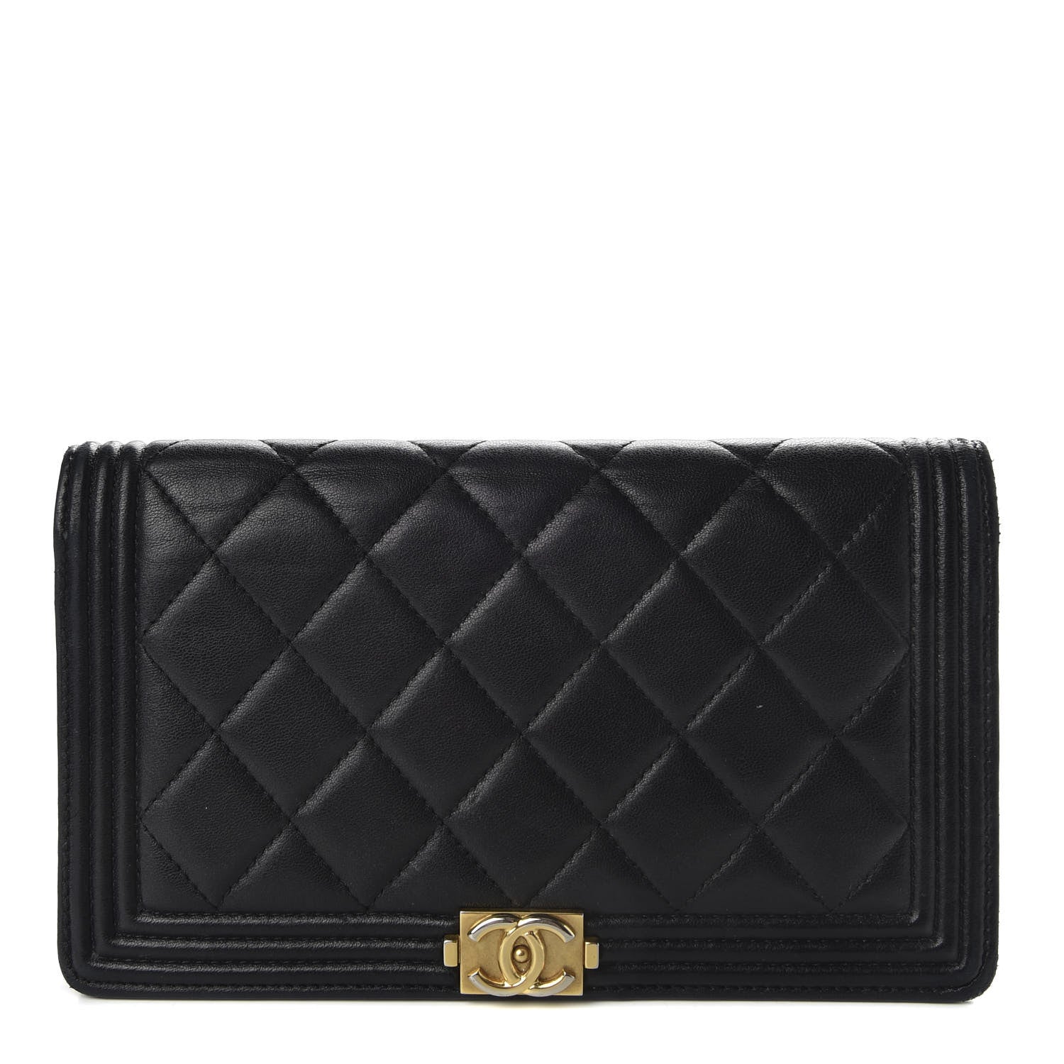 Chanel Lambskin Quilted Boy Yen Wallet Black 1 of 7