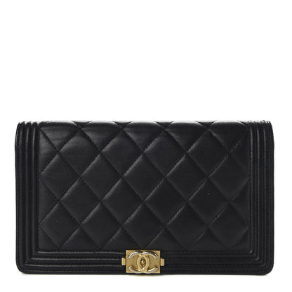 Chanel Lambskin Quilted Boy Yen Wallet Black 1 of 7