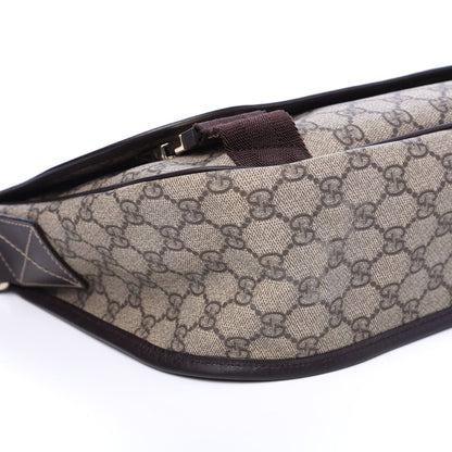 Gucci GG Plus Monogram Medium Double Buckle Flap Messenger Bag Beige Dark Brown 7 of 9