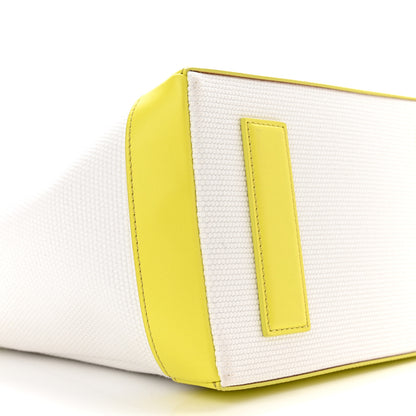 Tom Ford Canvas Calfskin Mini Logo Tote White Yellow 9 of 10