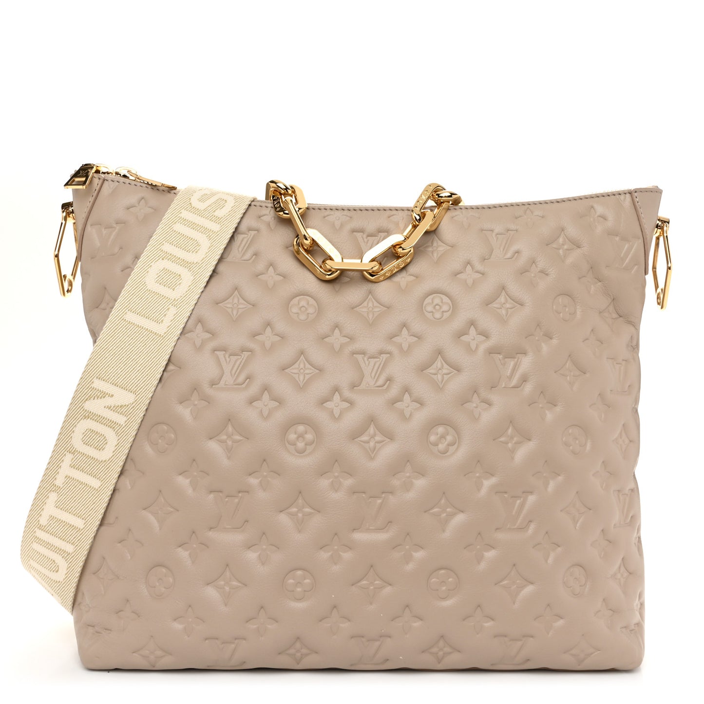 Lambskin Embossed Monogram Coussin Hobo MM Galet