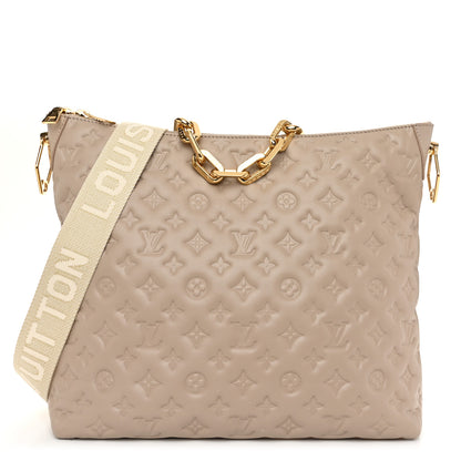 Louis Vuitton Lambskin Embossed Monogram Coussin Hobo MM Galet 1 of 10