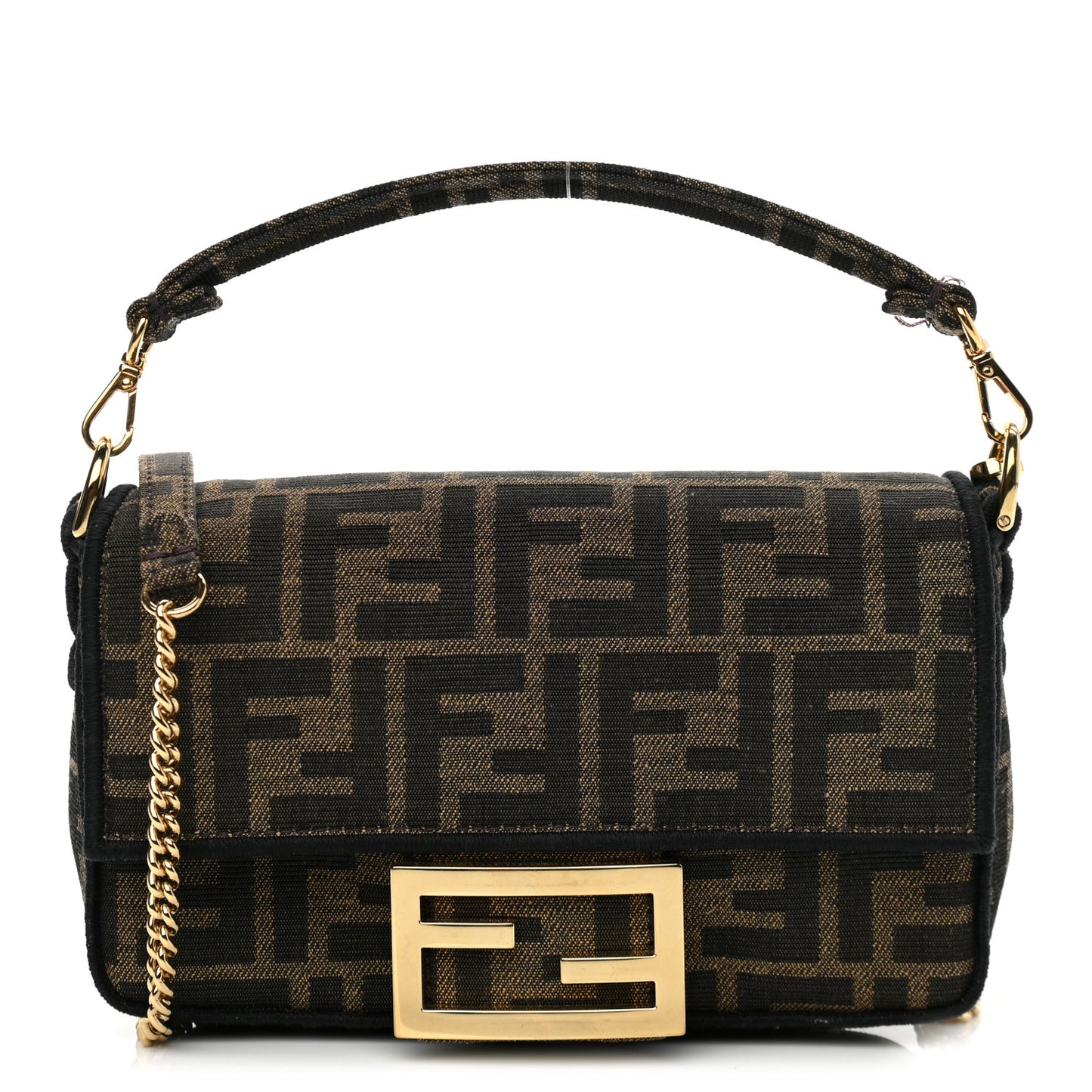 Fabric Jacquard FF 1974 Mini Baguette Tobacco Moro Black