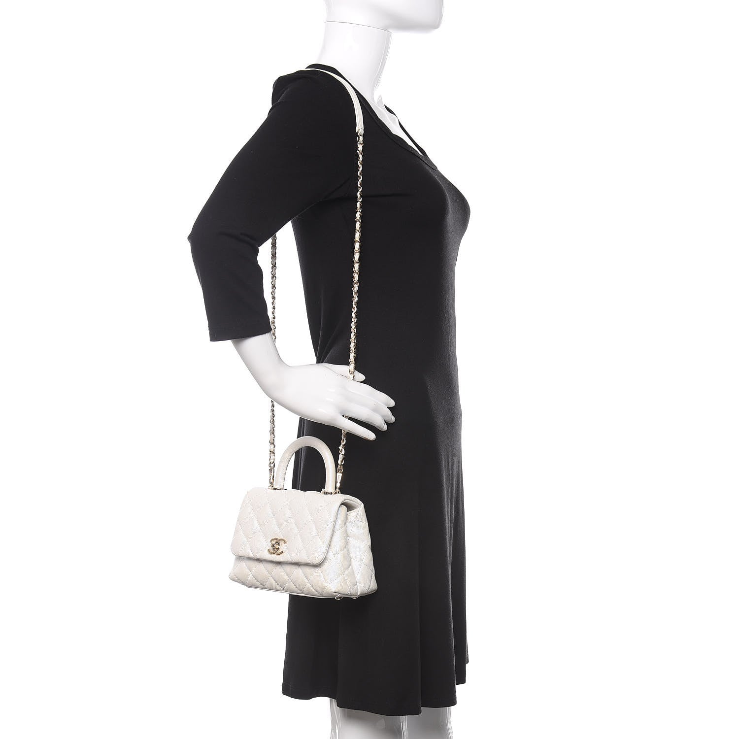 Chanel Iridescent Caviar Quilted Extra Mini Coco Handle Flap Ivory 2 of 13