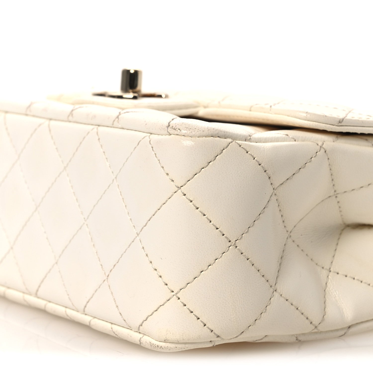 Chanel Lambskin Quilted Mini Crystal Top Handle Rectangular Flap White 10 of 17