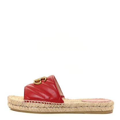 Gucci Nappa Matelasse GG Marmont Espadrille Slide Sandals 36.5 Hibiscus Red 1 of 15