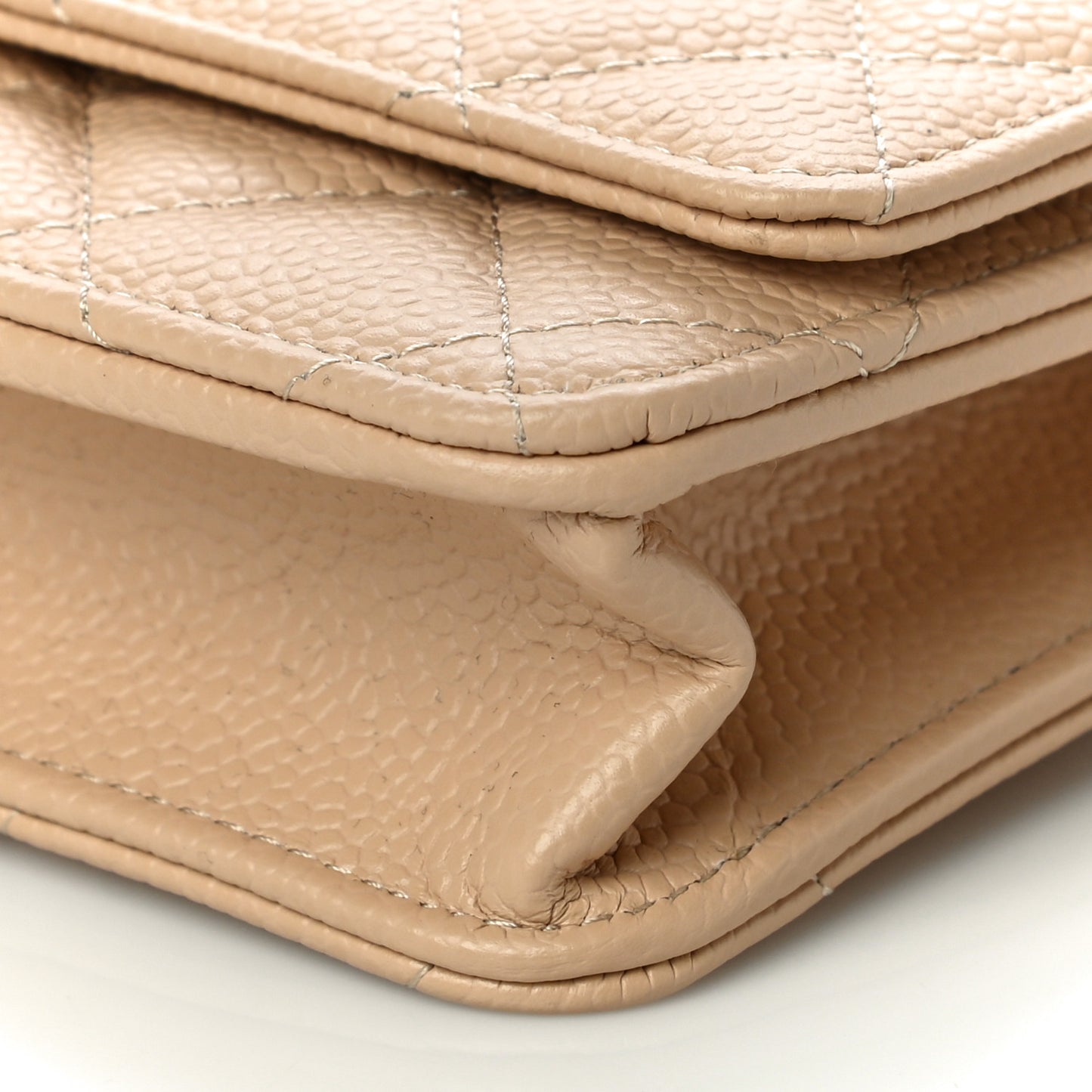 Caviar Quilted Wallet On Chain WOC Beige