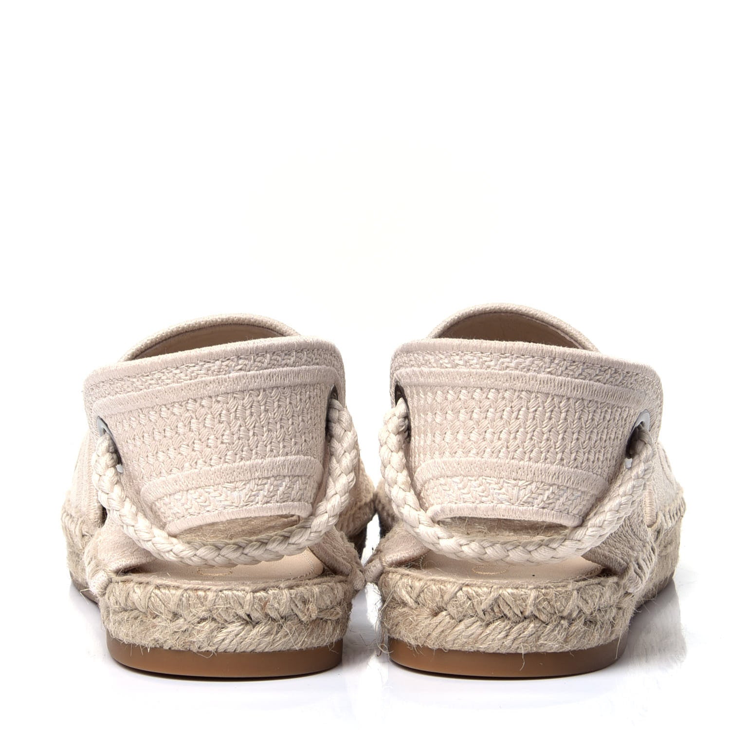 Christian Dior Canvas Embroidered Granville Ankle Tie Espadrilles Flats 35 Cream 6 of 10