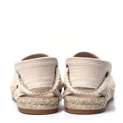 Christian Dior Canvas Embroidered Granville Ankle Tie Espadrilles Flats 35 Cream 6 of 10