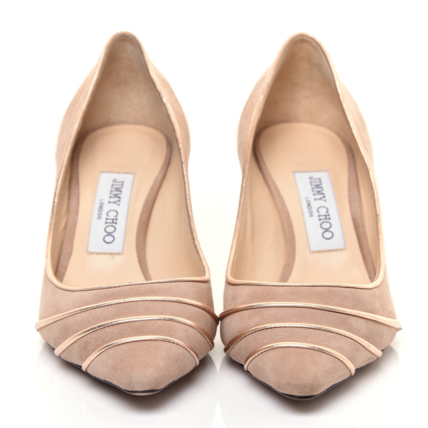 Suede Metallic Pumps 37 Nude