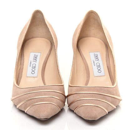 Jimmy Choo Suede Metallic Pumps 37 Nude 2 of 7