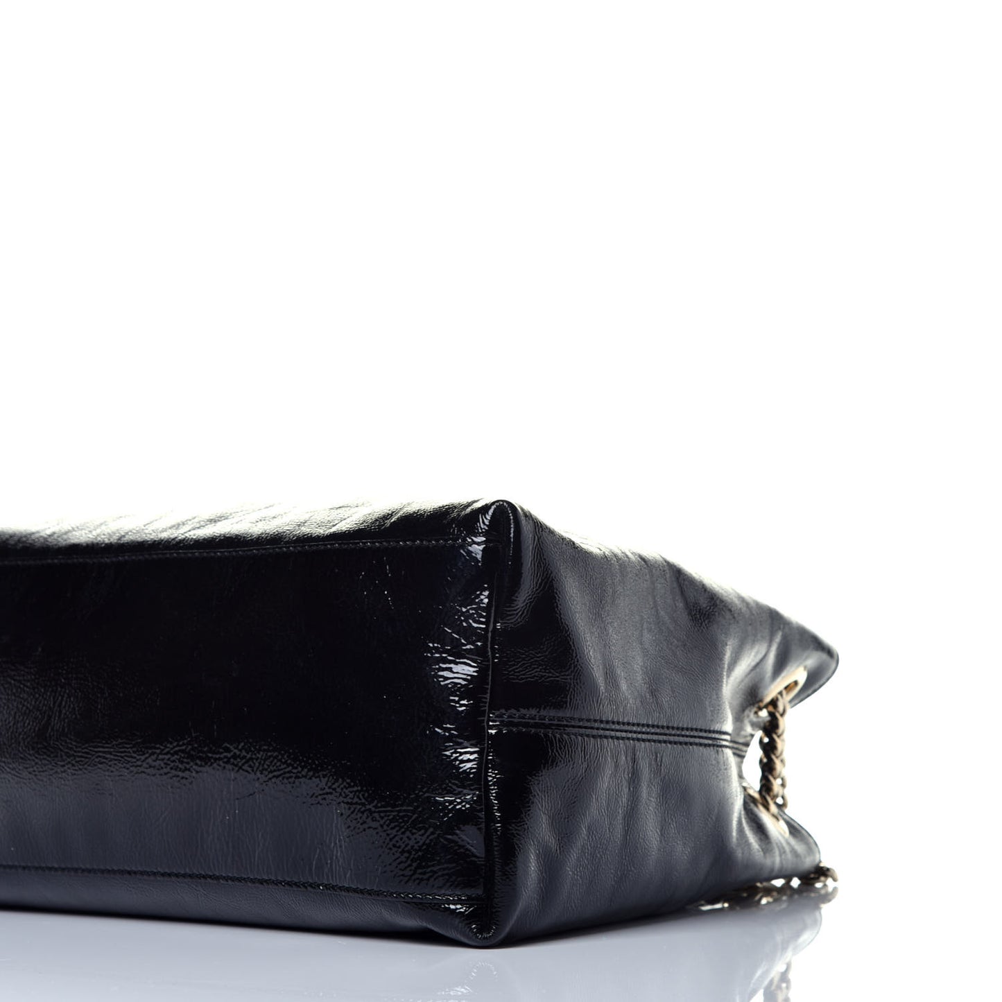 Patent Medium Soho Chain Shoulder Bag Black