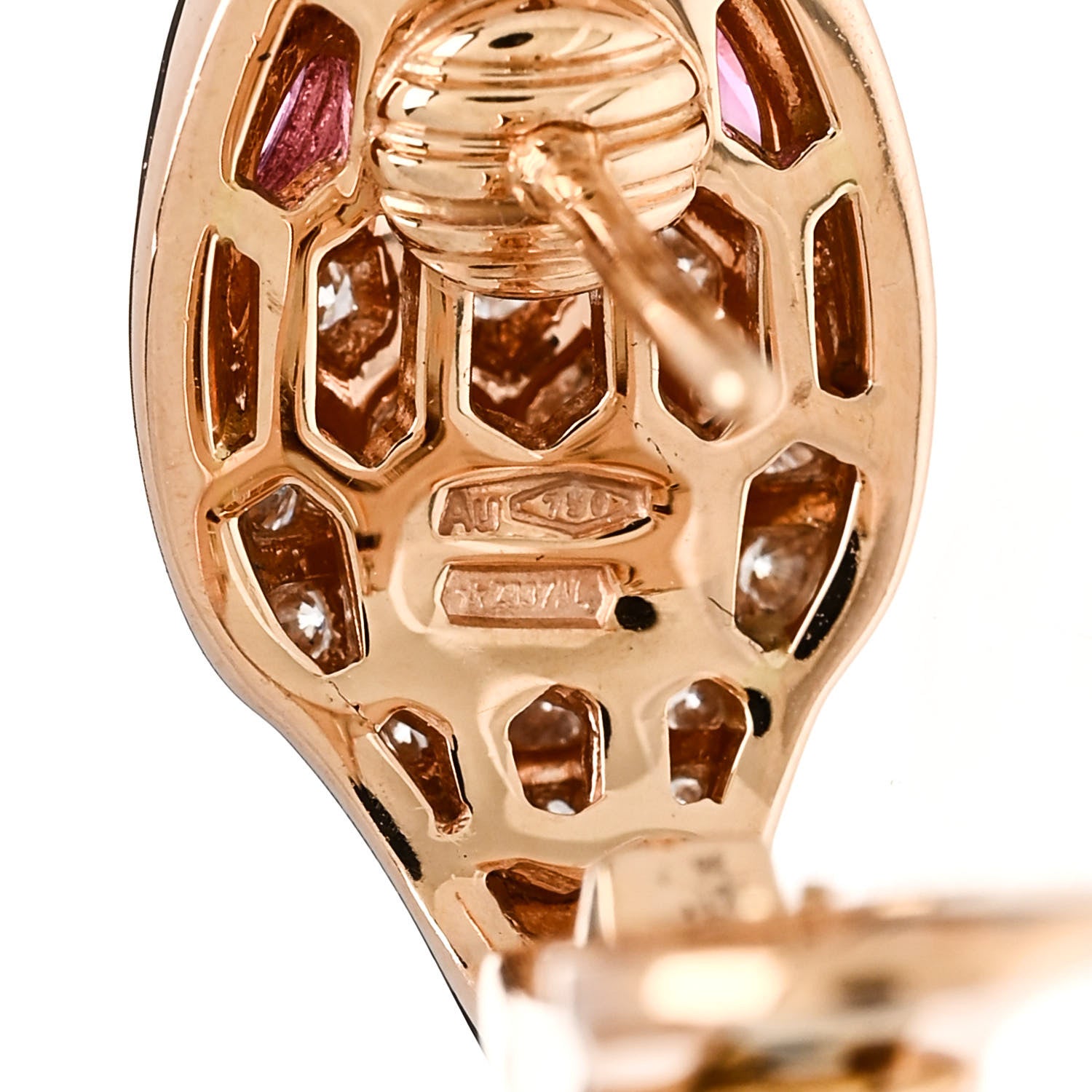 Bulgari 18K Rose Gold Diamond Tourmaline Serpenti Seduttori Earrings 5 of 6