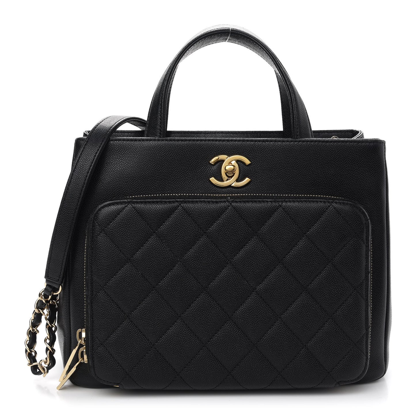 Caviar Quilted Small Business Affinity Shopping Bag Black