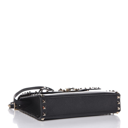 Valentino Garavani Pebbled Calfskin Medium Rockstud Flip Lock Crossbody Bag Black 4 of 7