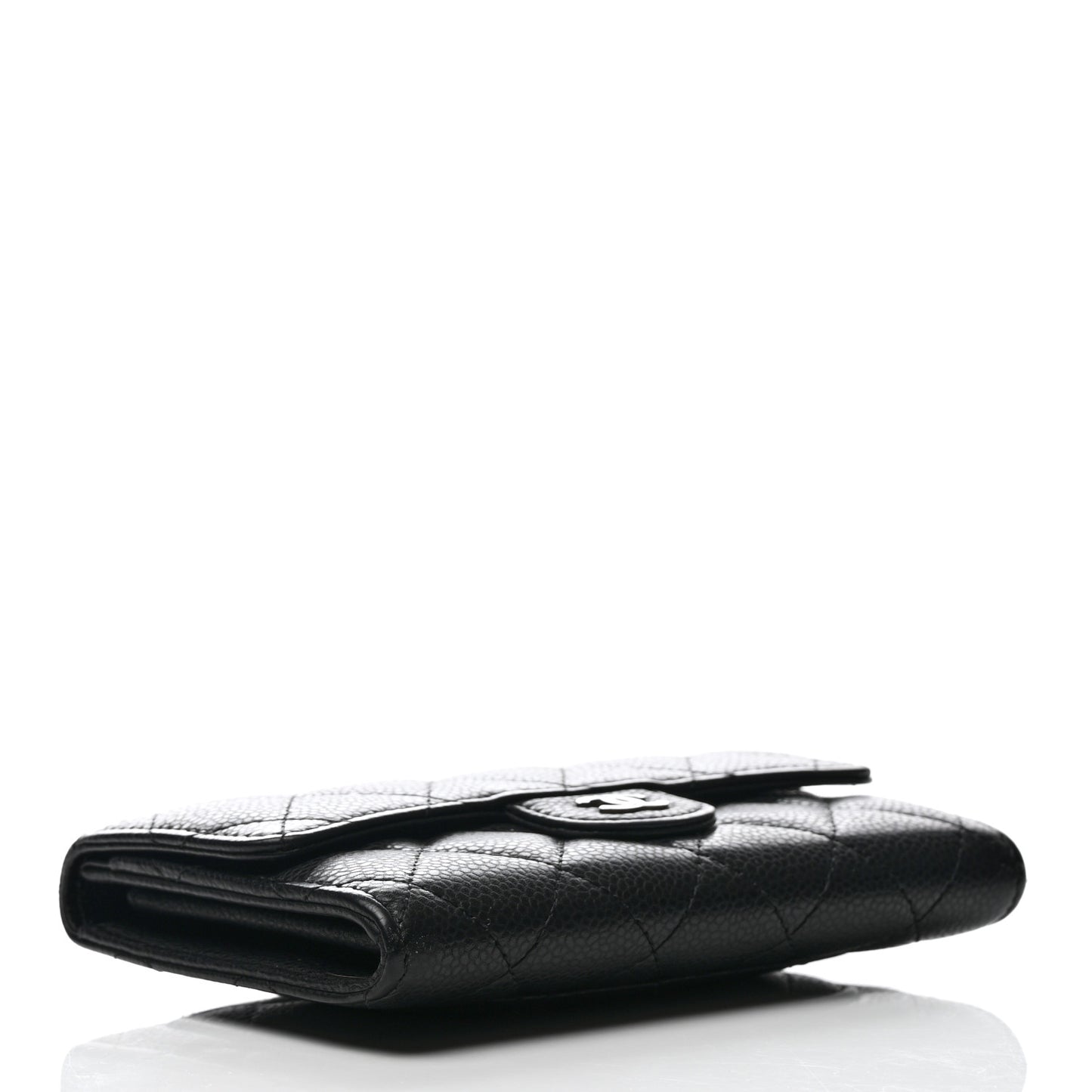 Caviar Quilted Small Flap Wallet Black