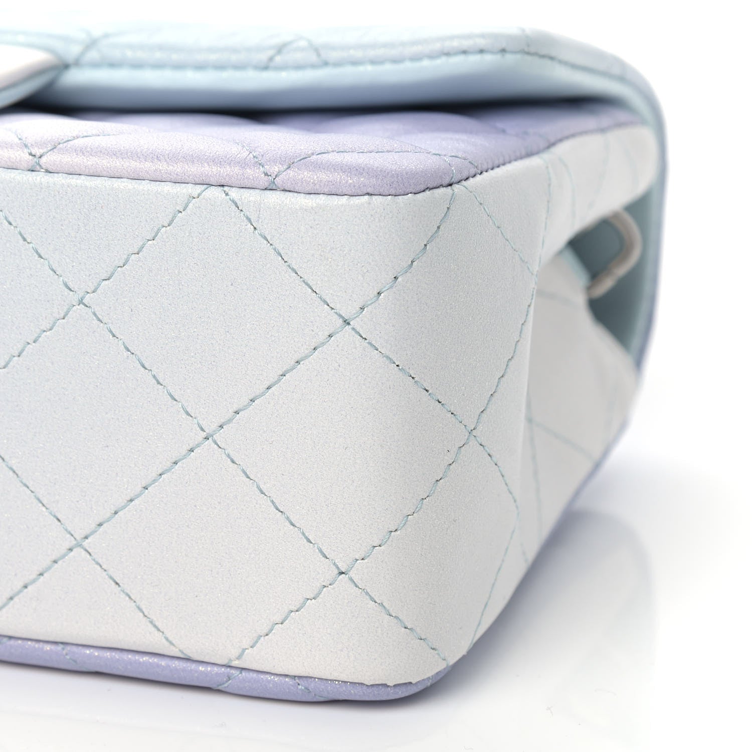 Chanel Perforated Lambskin Quilted Mini Rectangular Flap Light Blue Light Purple White 9 of 9