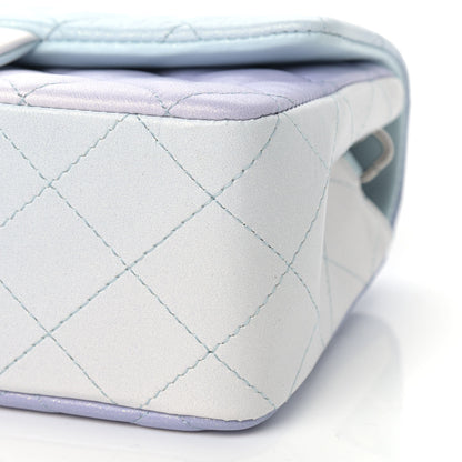 Chanel Perforated Lambskin Quilted Mini Rectangular Flap Light Blue Light Purple White 9 of 9
