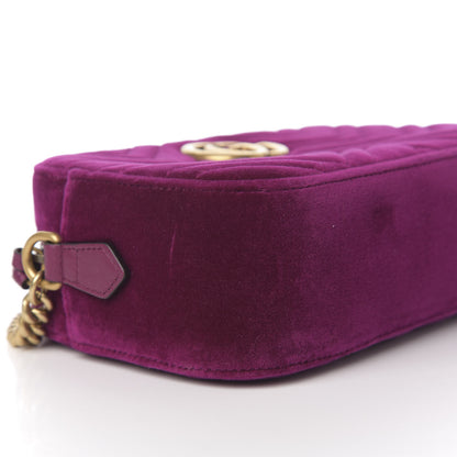 Gucci Velvet Matelasse Small GG Marmont Chain Shoulder Bag Fuchsia Violet Cyclamen 6 of 8