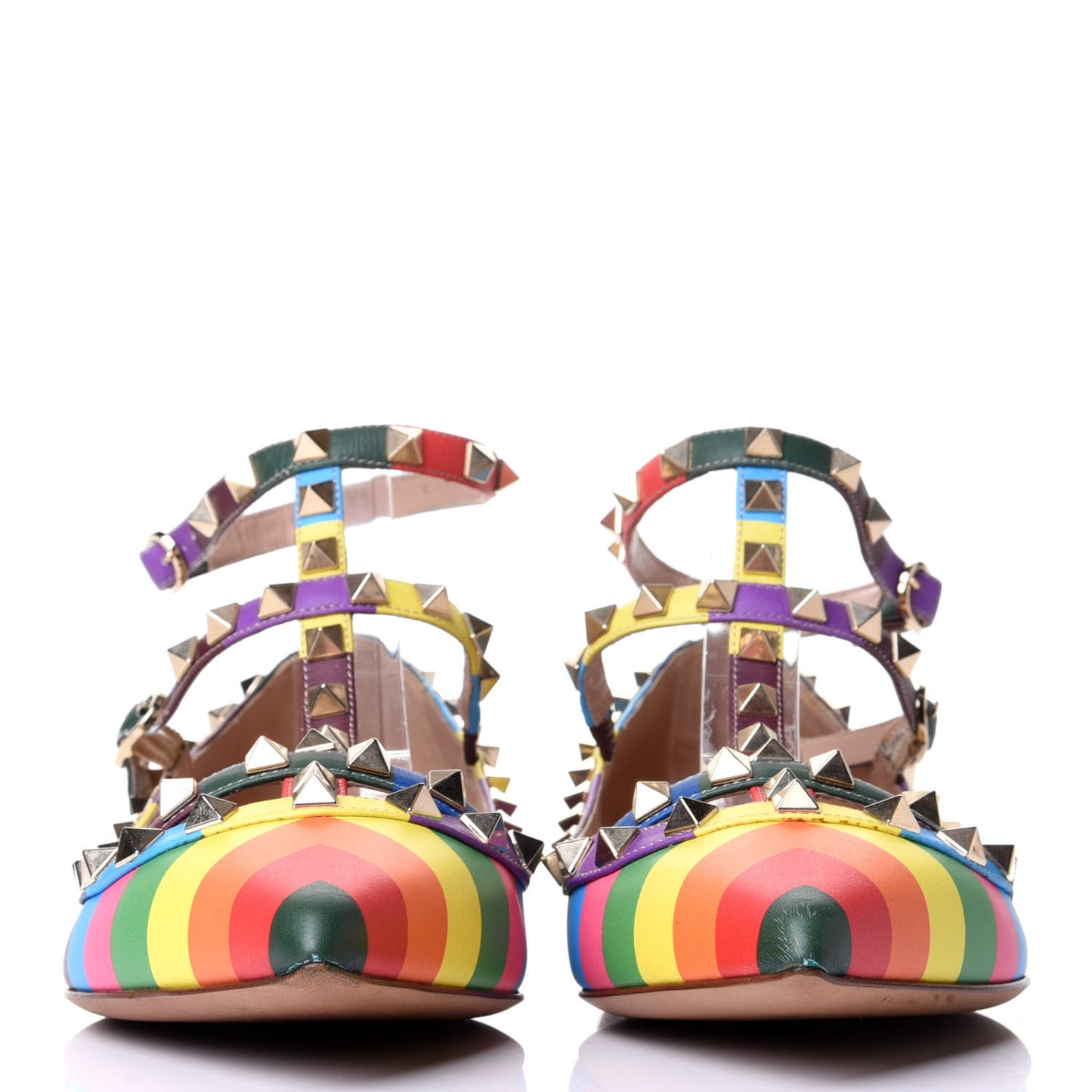 Calfskin 1973 Rockstud Cage Ballerina Flats 38.5 Multicolor