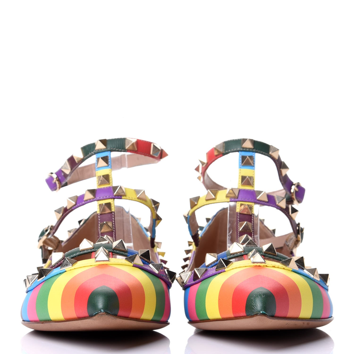 Valentino Garavani Calfskin 1973 Rockstud Cage Ballerina Flats 38.5 Multicolor 2 of 5