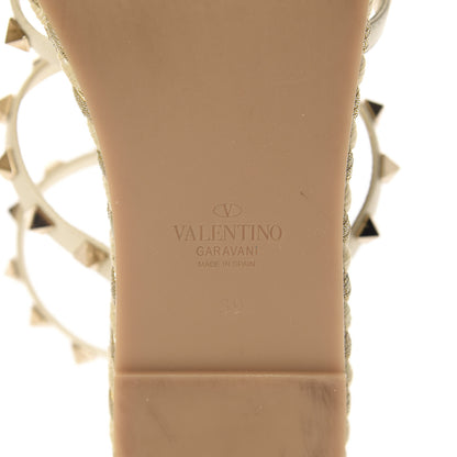Valentino Garavani Calfskin Rockstud Ankle Strap Torchon Espadrille Caged 30/55mm Sandals 39 Light Ivory 8 of 14