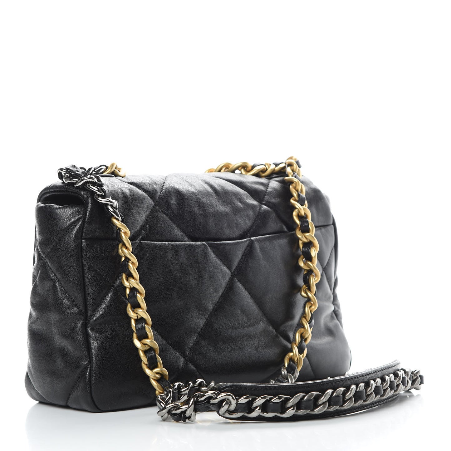 Goatskin Quilted Medium 19 Flap Black