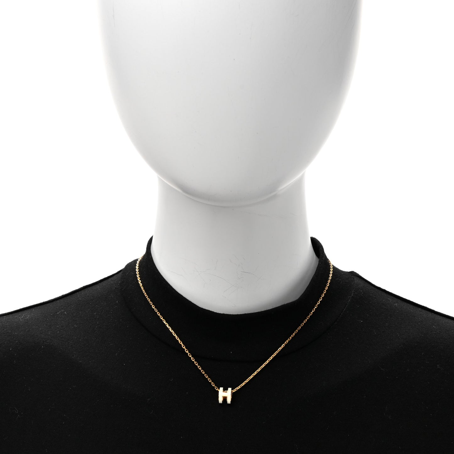 Lacquered Gold Mini Pop H Pendant Necklace White