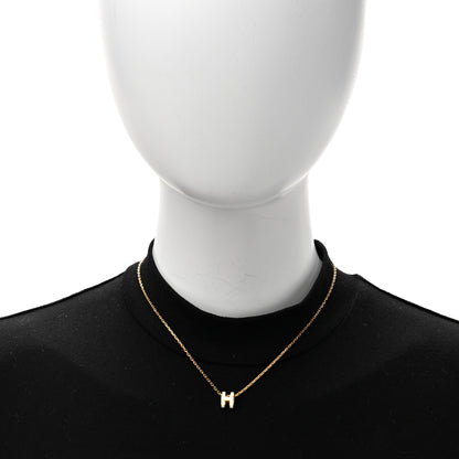 Hermes Lacquered Gold Mini Pop H Pendant Necklace White 2 of 6