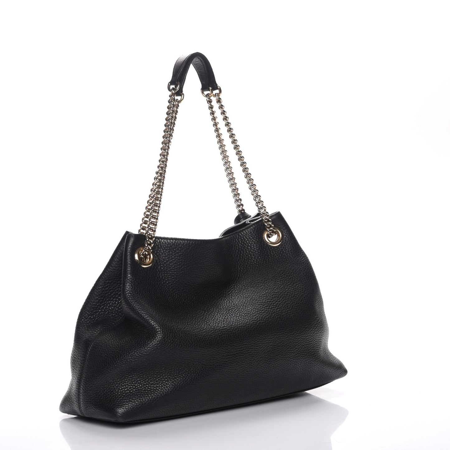Pebbled Calfskin Medium Soho Chain Shoulder Bag Black