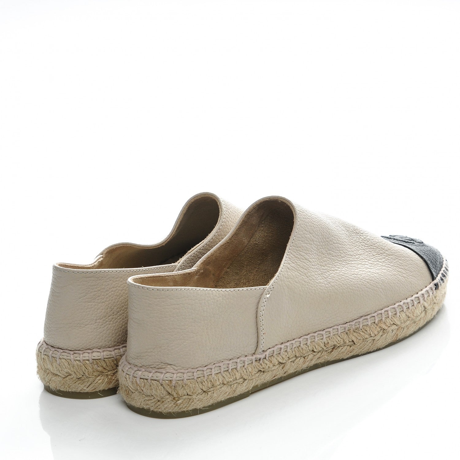 Chanel Grained Calfskin CC Espadrilles 42 Beige Black 4 of 7