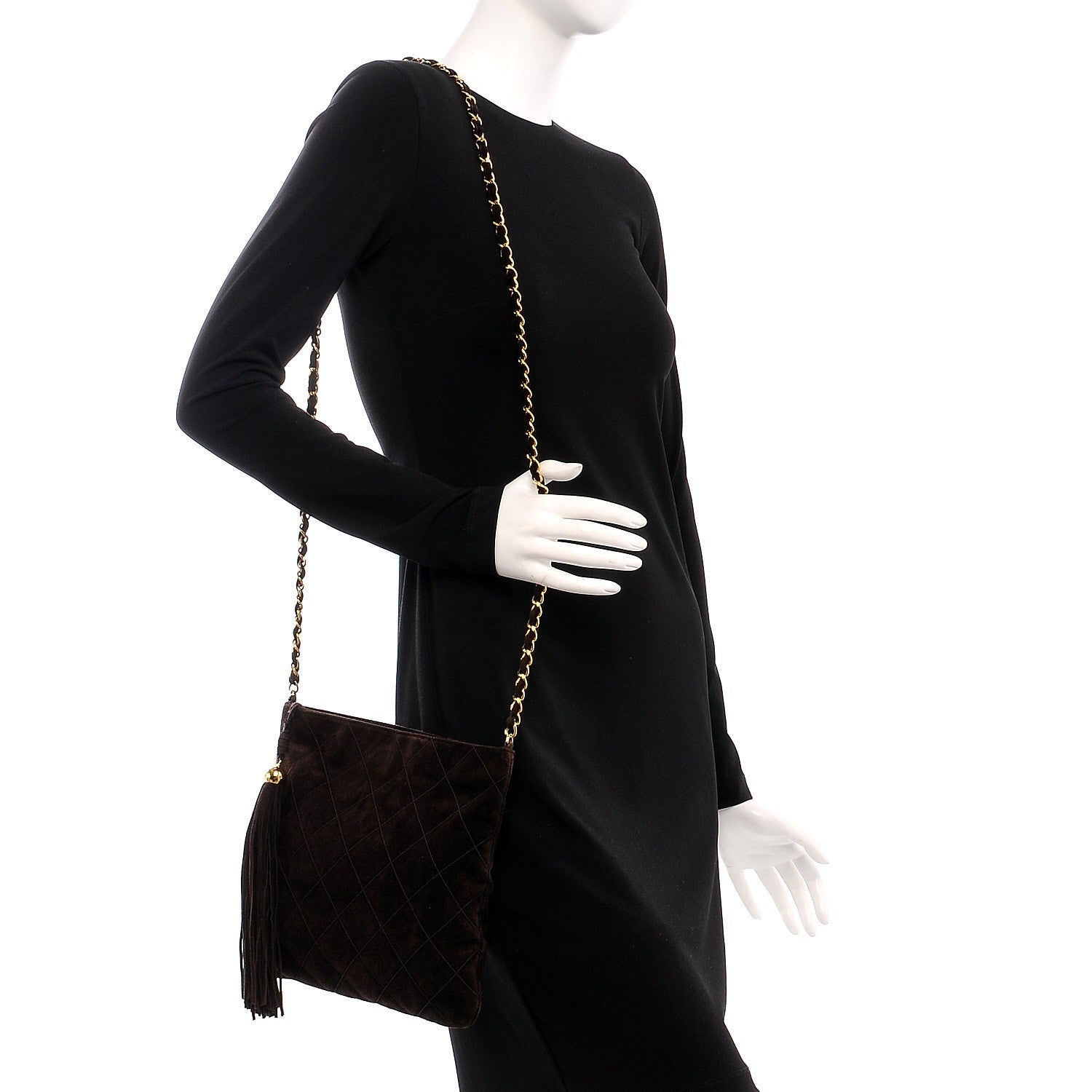 Chanel Suede Tassel Shoulder Bag Brown 2 of 8