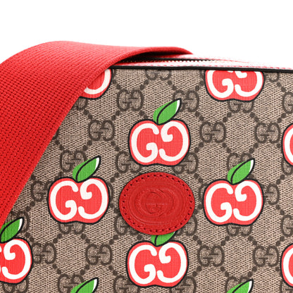 Gucci GG Supreme Monogram Apple Small Retro Interlocking G Shoulder Bag Beige Multicolor Lobster Red 8 of 12