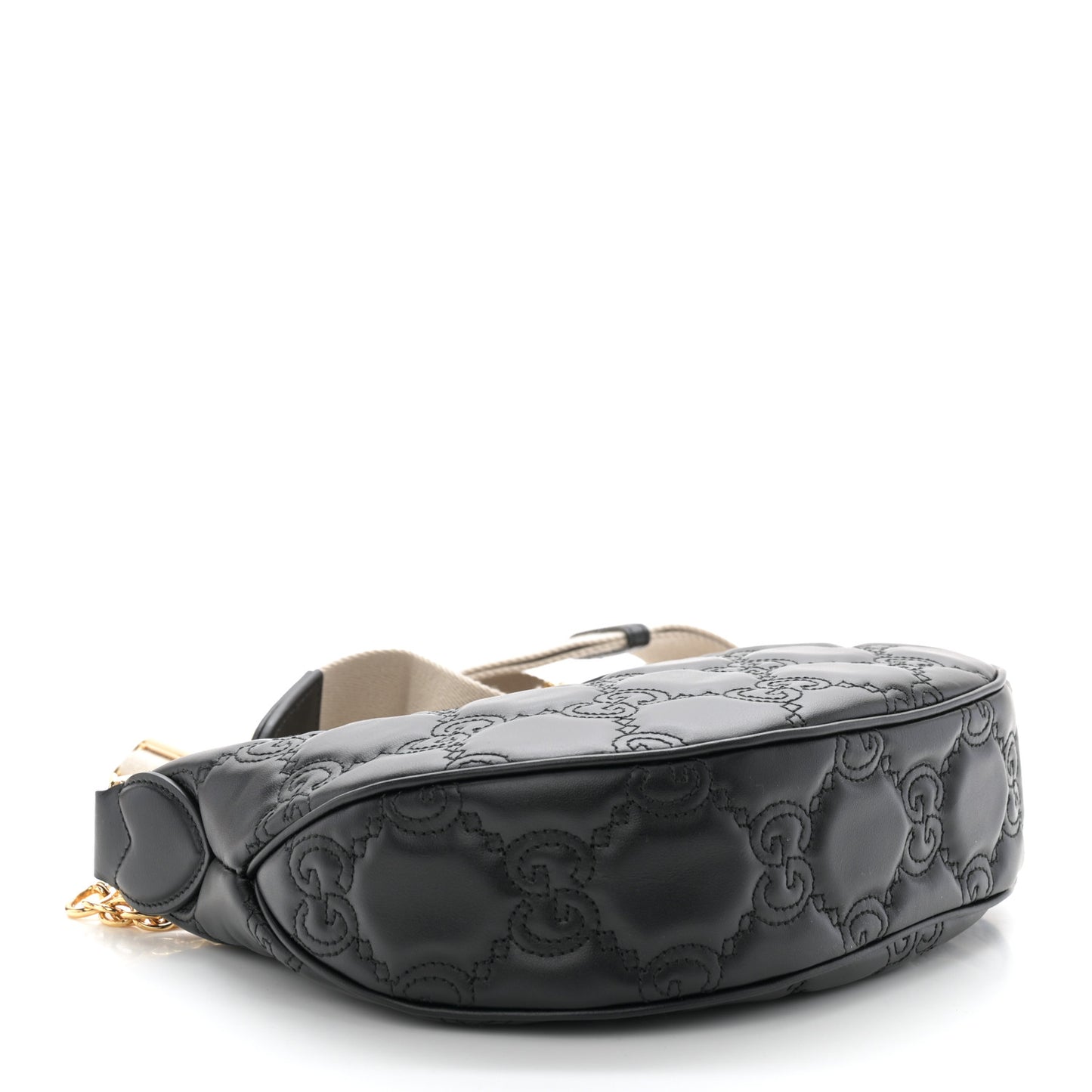 Calfskin GG Matelasse Small Hobo Shoulder Bag Black Natural