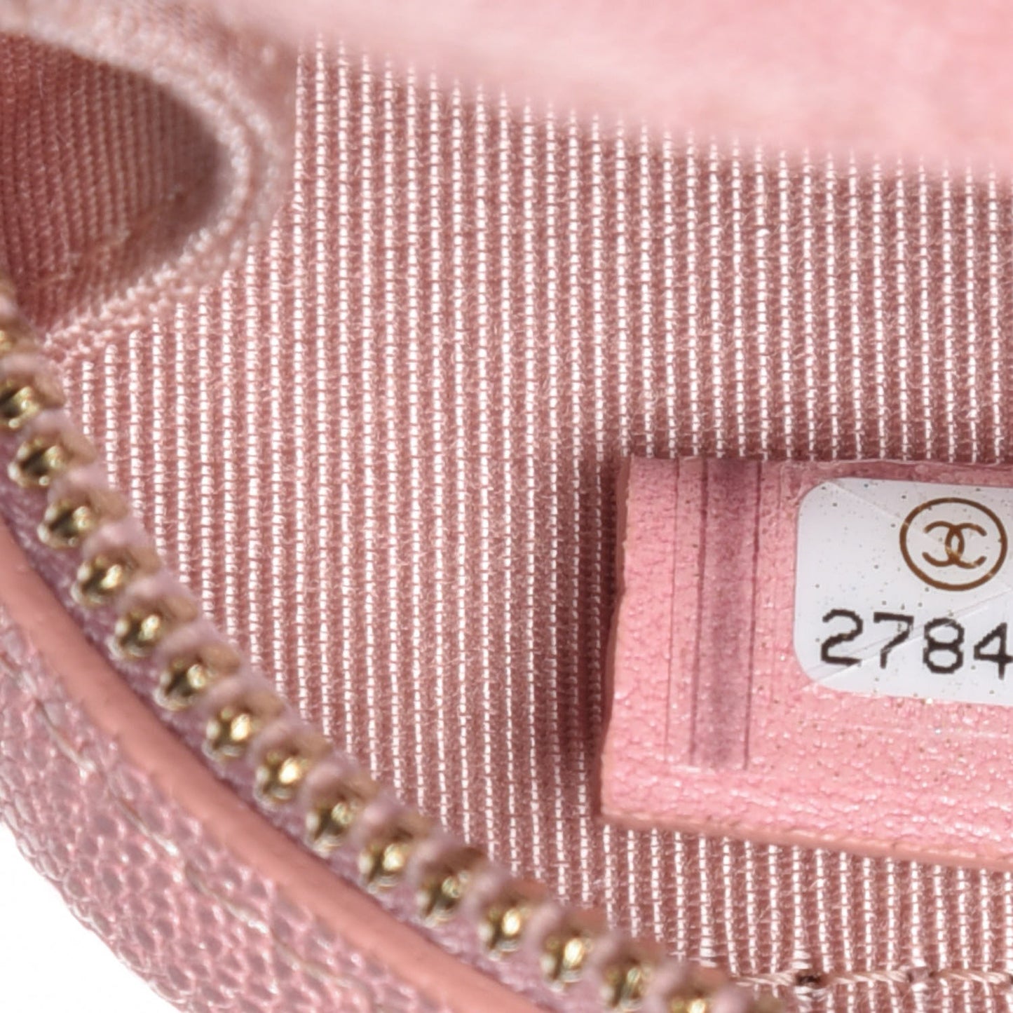 Iridescent Caviar Quilted Zip Phone Case Pink