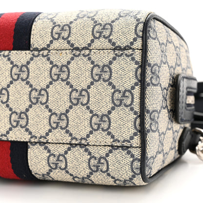 Gucci GG Supreme Monogram Textured Dollar Calfskin Web Mini Ophidia Top Handle Bag Beige Blue 10 of 12