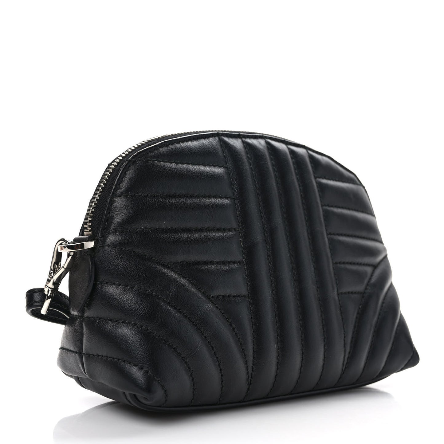 Soft Calfskin Diagramme Wristlet Pouch Bag Black
