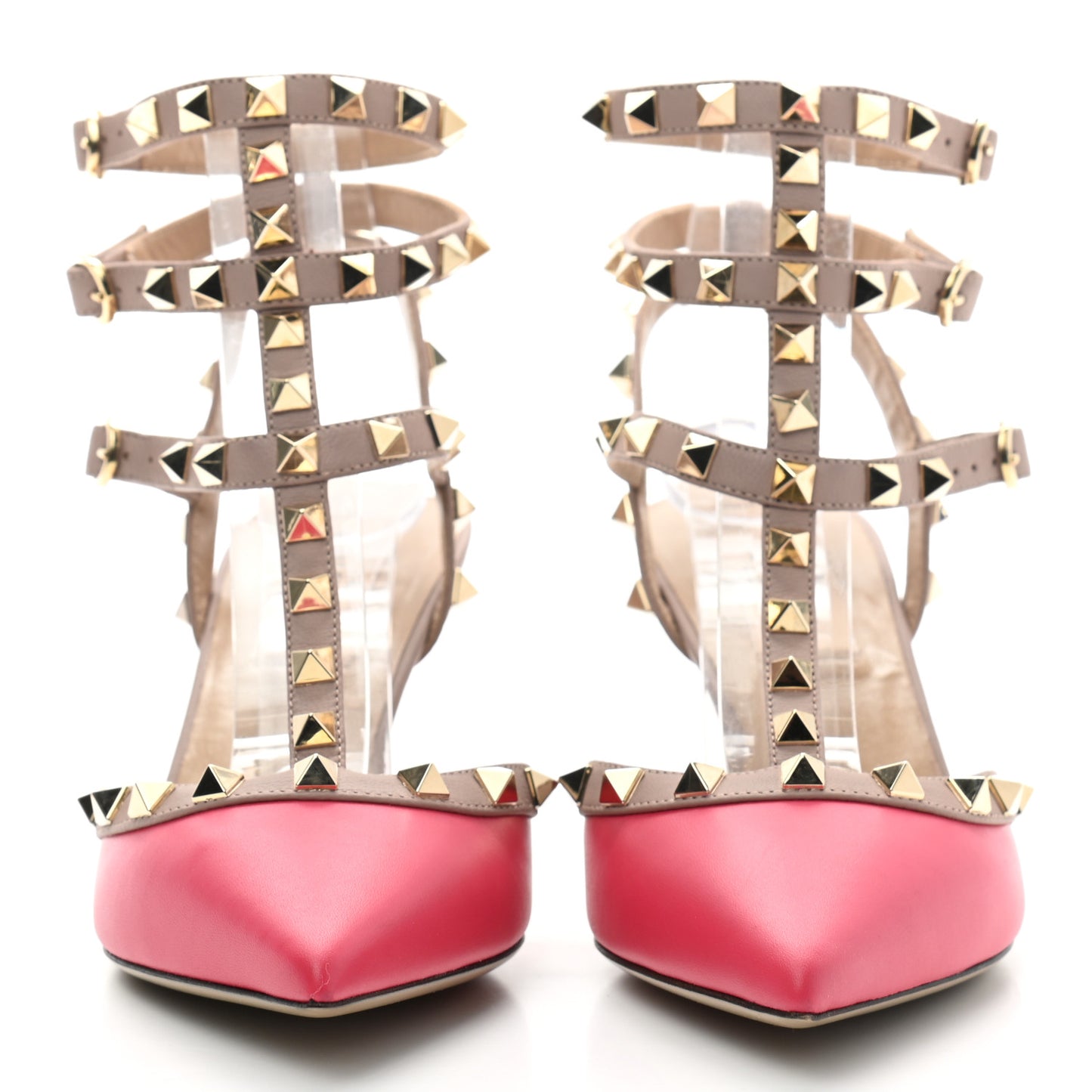 Calfskin Nappa Rockstud Ankle Strap 65mm Pumps 36.5 Deep Fuxia Poudre