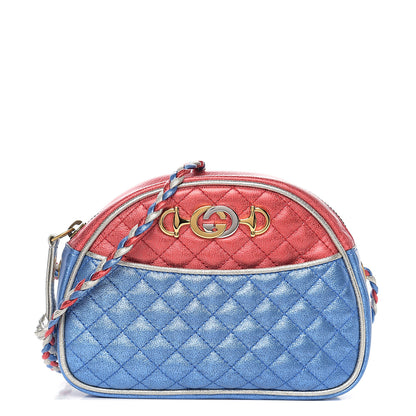 Gucci Laminated Nappa Trapuntata Mini Zumi Dome Shoulder Bag Rosso Marine Argento 1 of 8
