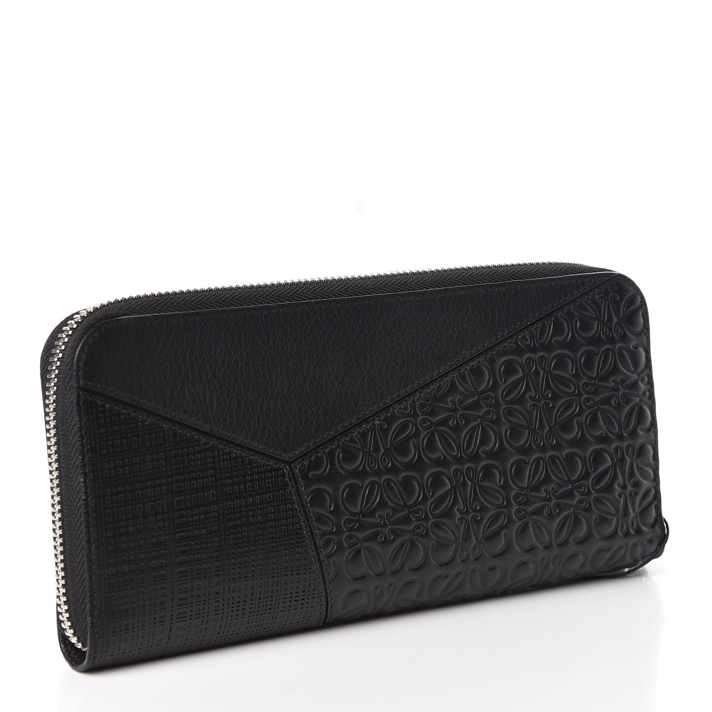 Calfskin Puzzle Open Wallet Black