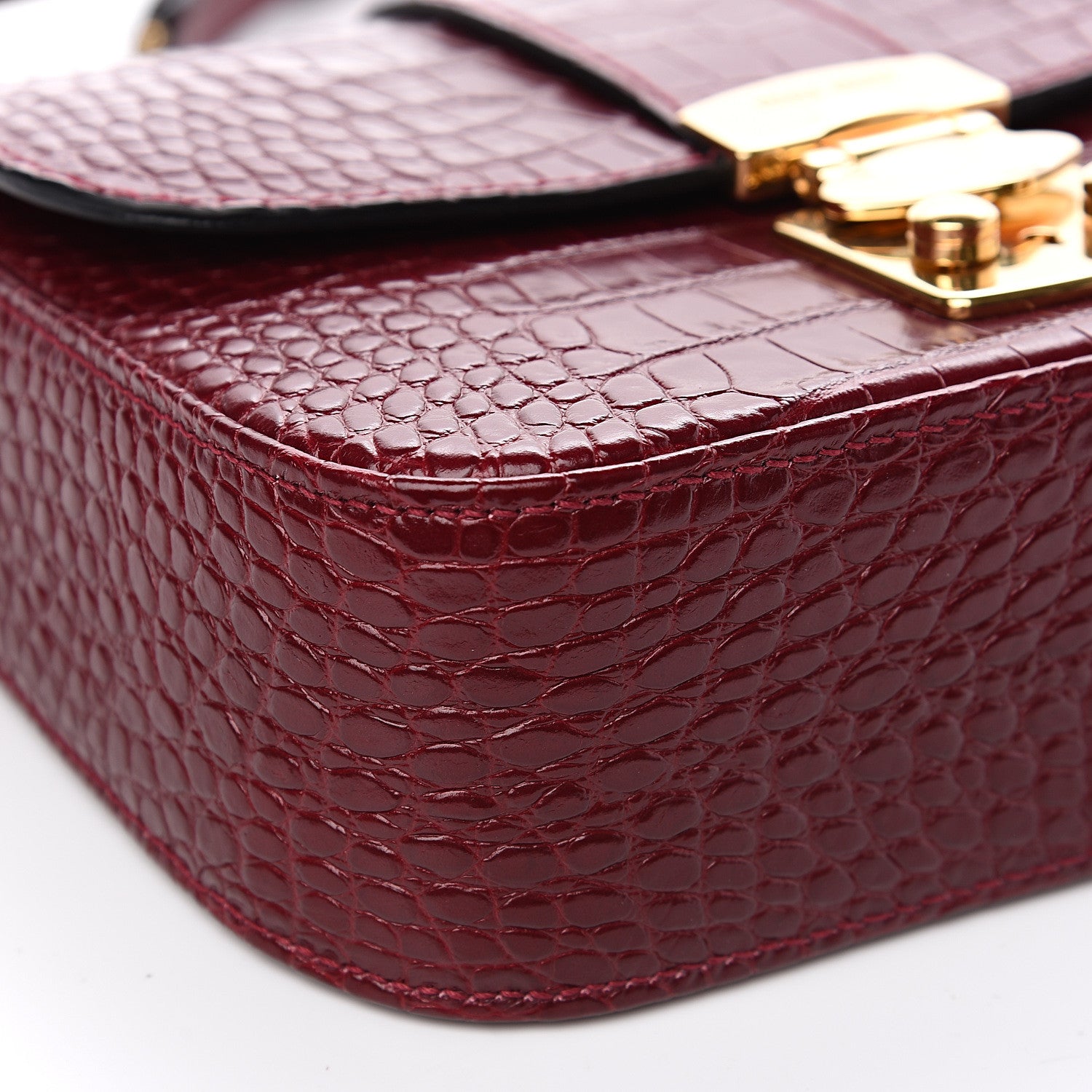 Miu Miu Crocodile Print Calfskin Top Handle Bag Rubino 6 of 8