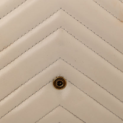 Gucci Calfskin Matelasse GG Marmont Chain Wallet Mystic White 11 of 13